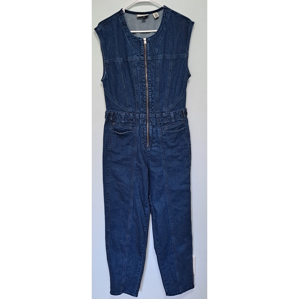 Size 4 Denim Sleeveless Workwear Pantsuit Corset Zippered Detail